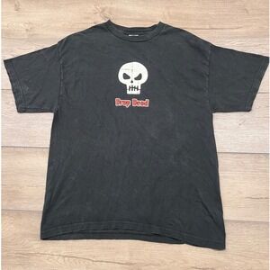 Drop Dead Skull Graphic T-Shirt Black Emo Scene Y2K Oli Sykes Large Delta Tag